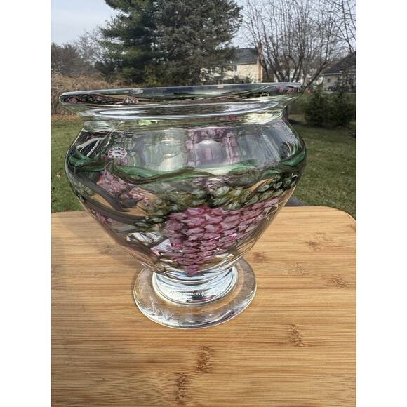 Vandermark Merritt Floral Art Crystal Bowl Signed Limited Edition #142/200 - Picture 3 of 14